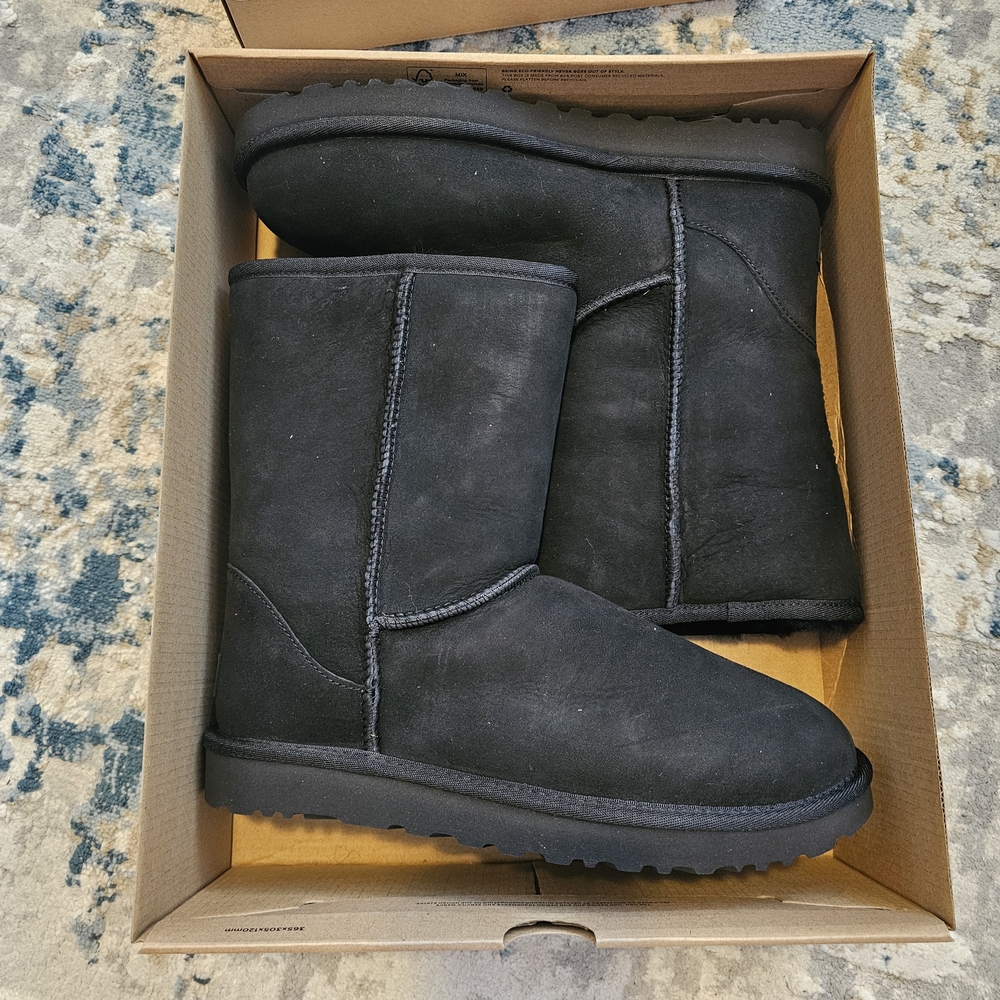 Classic Black Short Suede Winter Boots